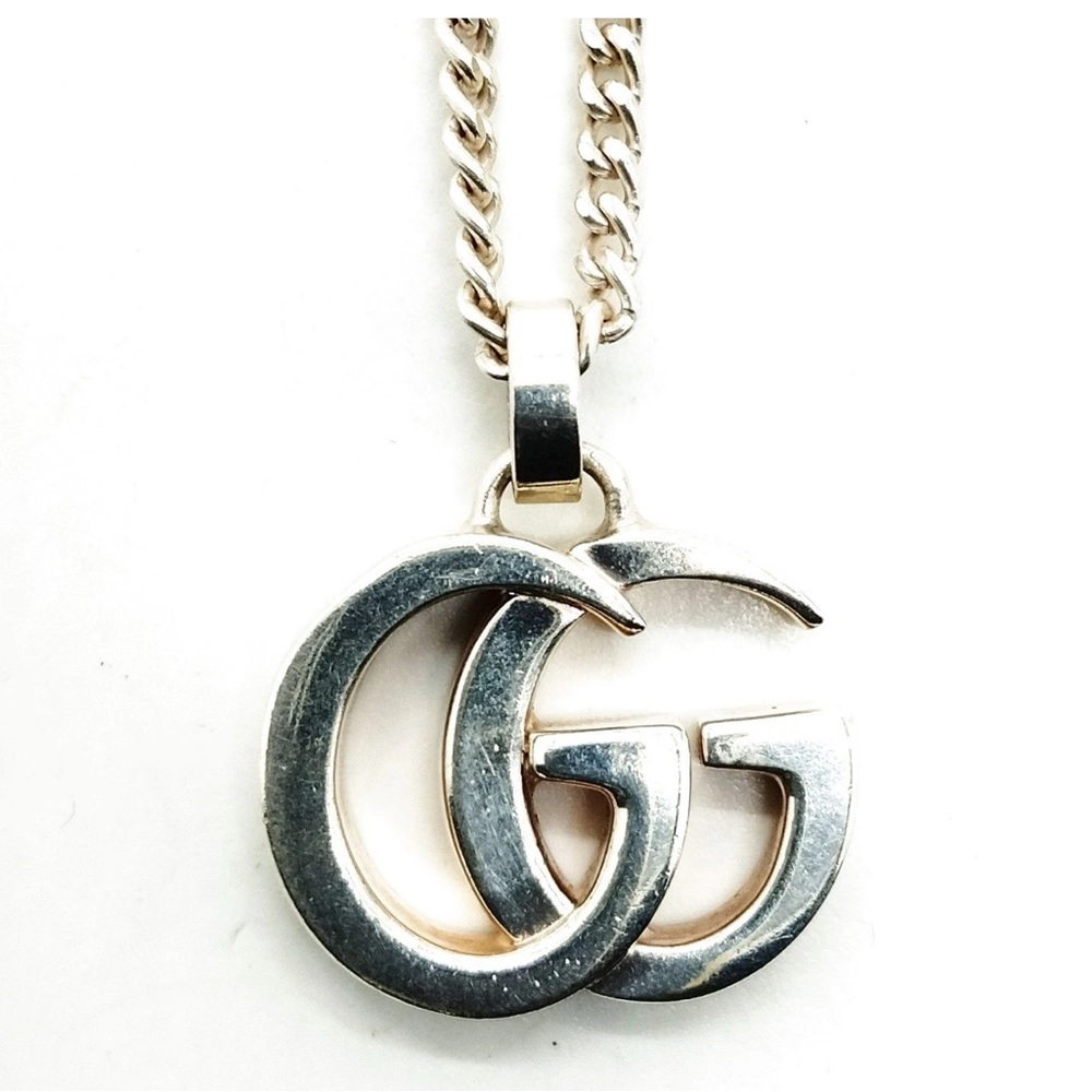 Gucci Silver GG Pendant Necklace Authentic